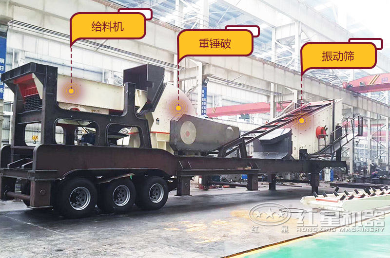 移动重锤式破碎机,给料+破碎+筛分+传输,一机等于一条生产线 移动重锤式破碎机,给料+破碎+筛分+传输,一机等于一条生产线