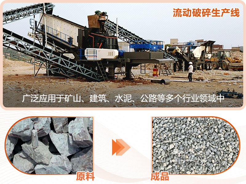 流动破碎生产线成品粒形好,用途广 流动破碎生产线成品粒形好,用途广