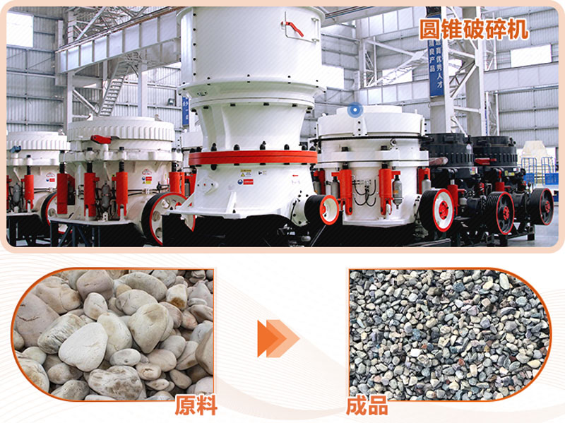 圆锥破破碎鹅卵石前后对比 圆锥破破碎鹅卵石前后对比